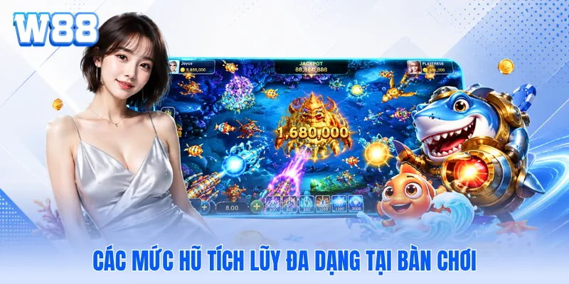 Các mức hũ tích lũy đa dạng tại bàn chơi